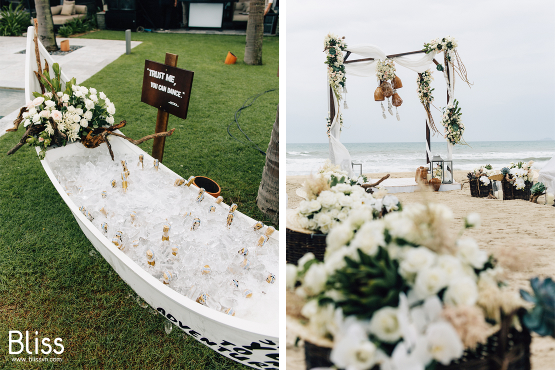 trang trí tiệc cưới bãi biển cao cấp four season đà nẵng bliss wedding planner Việt Nam